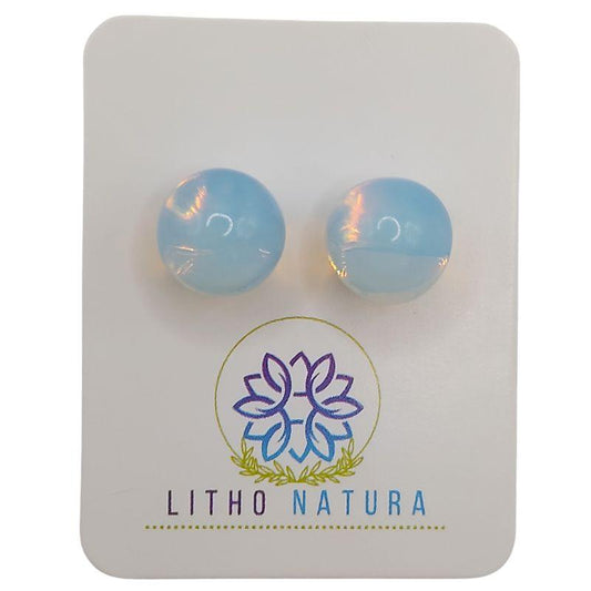 Boucles d'oreilles Rondes en Perle de pierre naturelle - Opale - Litho Natura