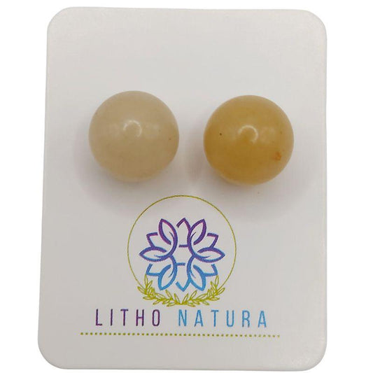 Boucles d'oreilles Rondes en Perle de pierre naturelle - Pierre de Lune - Litho Natura