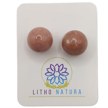 Boucles d'oreilles Rondes en Perle de pierre naturelle - Pierre de Soleil - Litho Natura