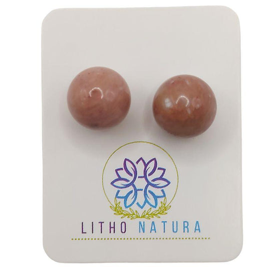 Boucles d'oreilles Rondes en Perle de pierre naturelle - Pierre de Soleil - Litho Natura