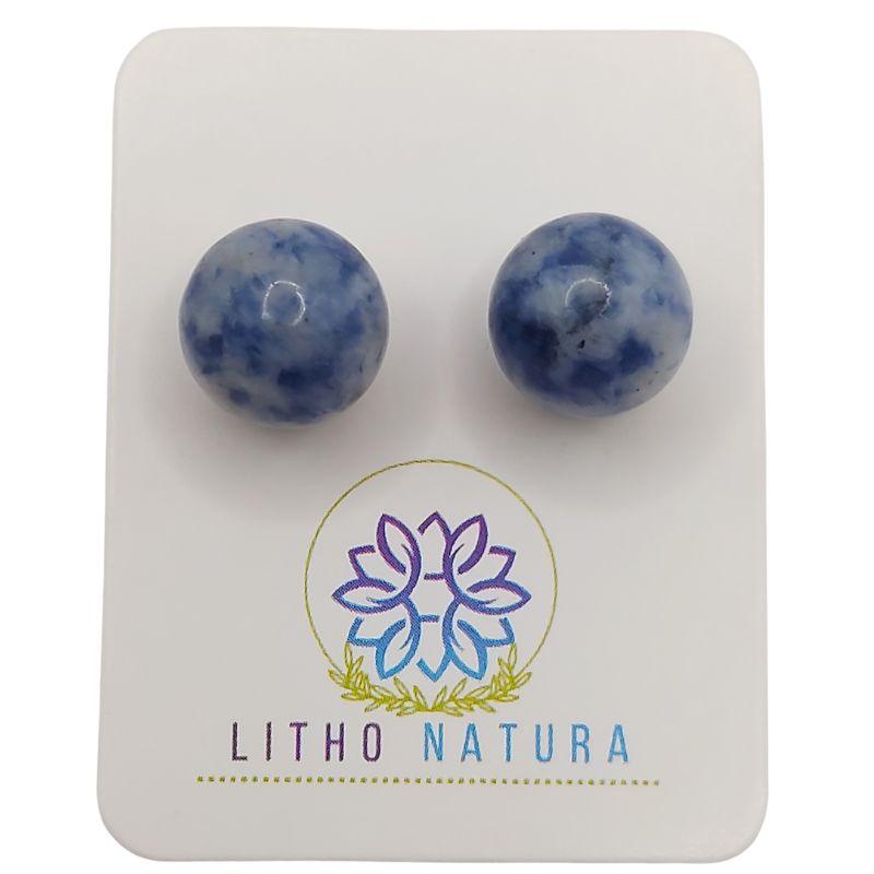 Boucles d'oreilles Rondes en Perle de pierre naturelle - Sodalite - Litho Natura