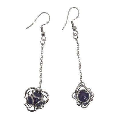 Boucles d'oreilles Pendantes Rondes en Améthyste
