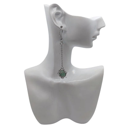 Boucles d'oreilles Pendantes Rondes en Aventurine Verte