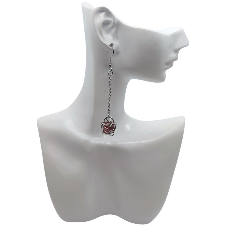 Boucles d'oreilles Pendantes Rondes en Cornaline