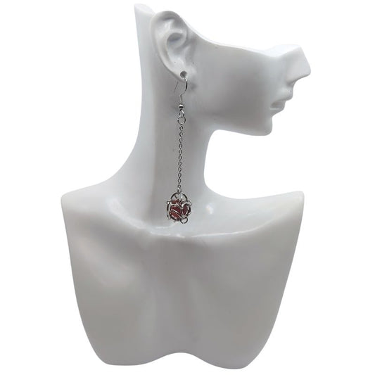 Boucles d'oreilles Pendantes Rondes en Cornaline