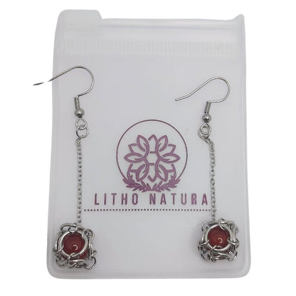 Boucles d'oreilles Pendantes Rondes en Cornaline