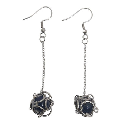 Boucles d'oreilles Pendantes Rondes en Lapis Lazuli