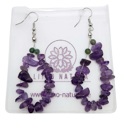 Boucles d'oreilles en Améthyste - Laiton Plaqué Platine