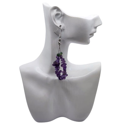 Boucles d'oreilles en Améthyste - Laiton Plaqué Platine