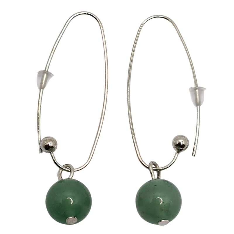 Boucles d'oreilles en Aventurine Verte - Laiton Plaqué Platine