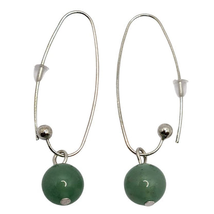 Boucles d'oreilles en Aventurine Verte - Laiton Plaqué Platine