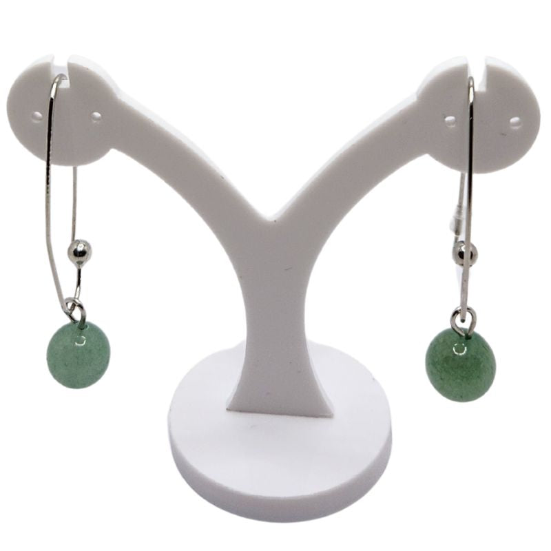 Boucles d'oreilles en Aventurine Verte - Laiton Plaqué Platine