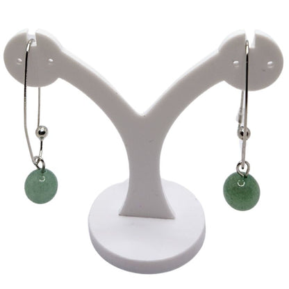Boucles d'oreilles en Aventurine Verte - Laiton Plaqué Platine