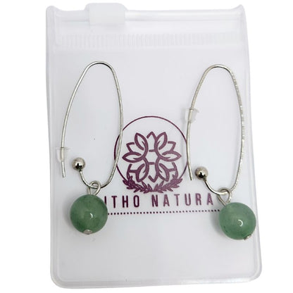 Boucles d'oreilles en Aventurine Verte - Laiton Plaqué Platine