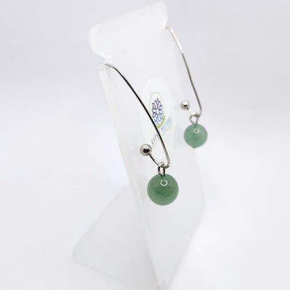 Boucles d'oreilles en Aventurine Verte - Laiton Plaqué Platine