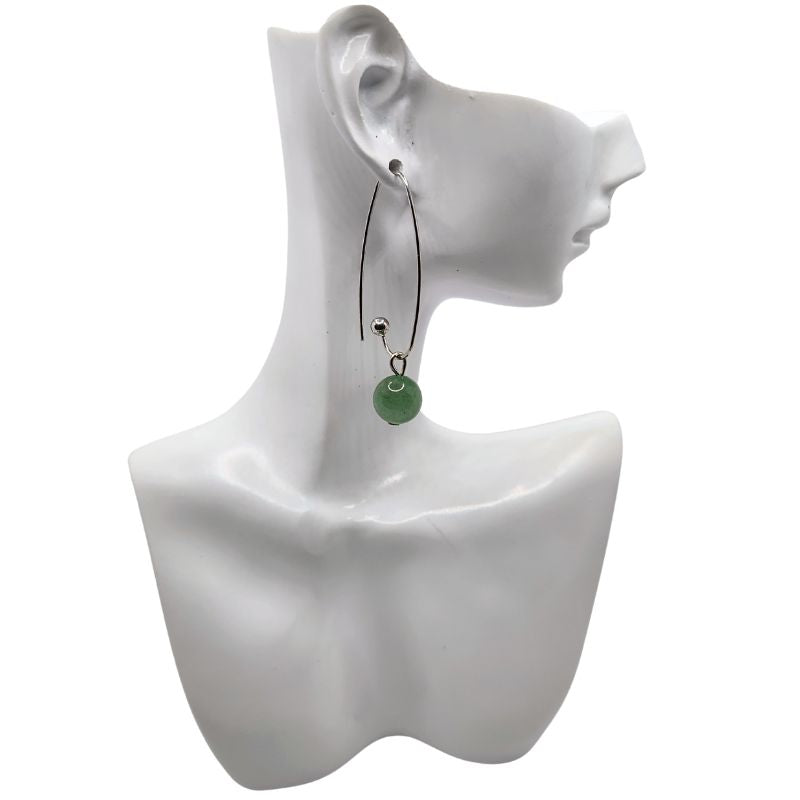 Boucles d'oreilles en Aventurine Verte - Laiton Plaqué Platine