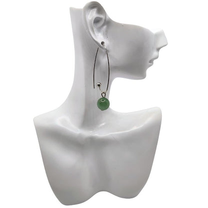 Boucles d'oreilles en Aventurine Verte - Laiton Plaqué Platine
