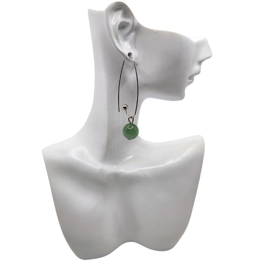 Boucles d'oreilles en Aventurine Verte - Laiton Plaqué Platine