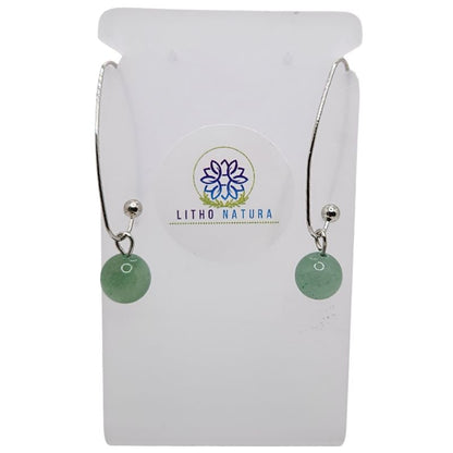 Boucles d'oreilles en Aventurine Verte - Laiton Plaqué Platine