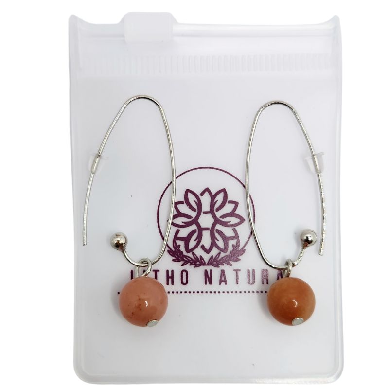 Boucles d'oreilles en Cornaline - Laiton Plaqué Platine