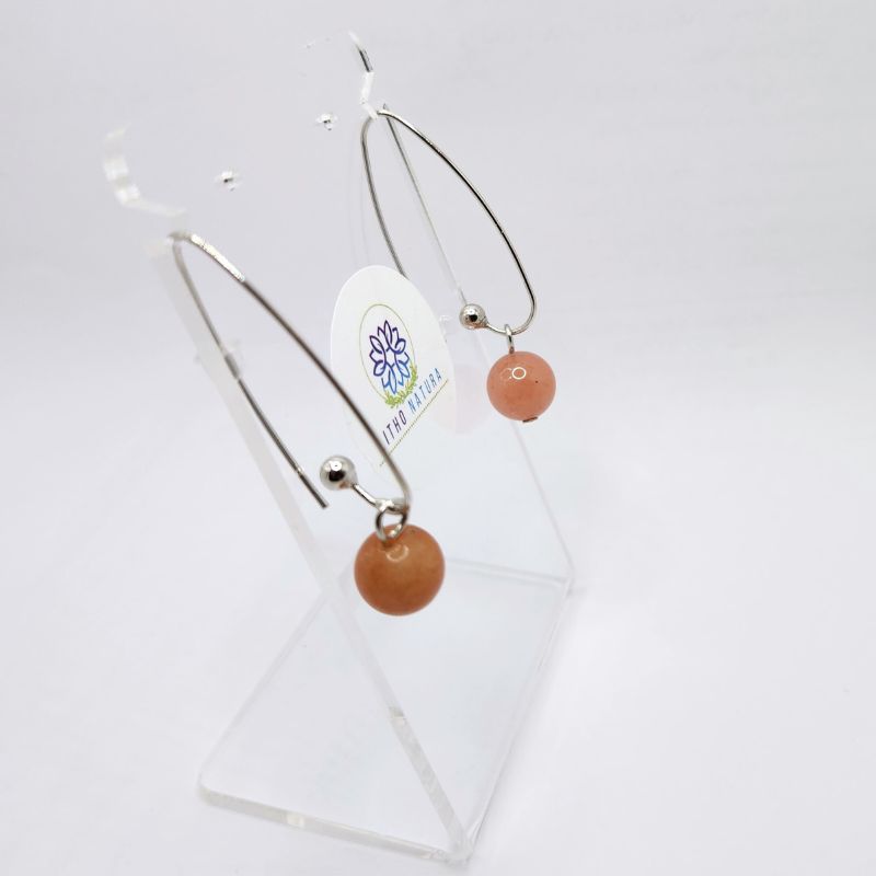 Boucles d'oreilles en Cornaline - Laiton Plaqué Platine