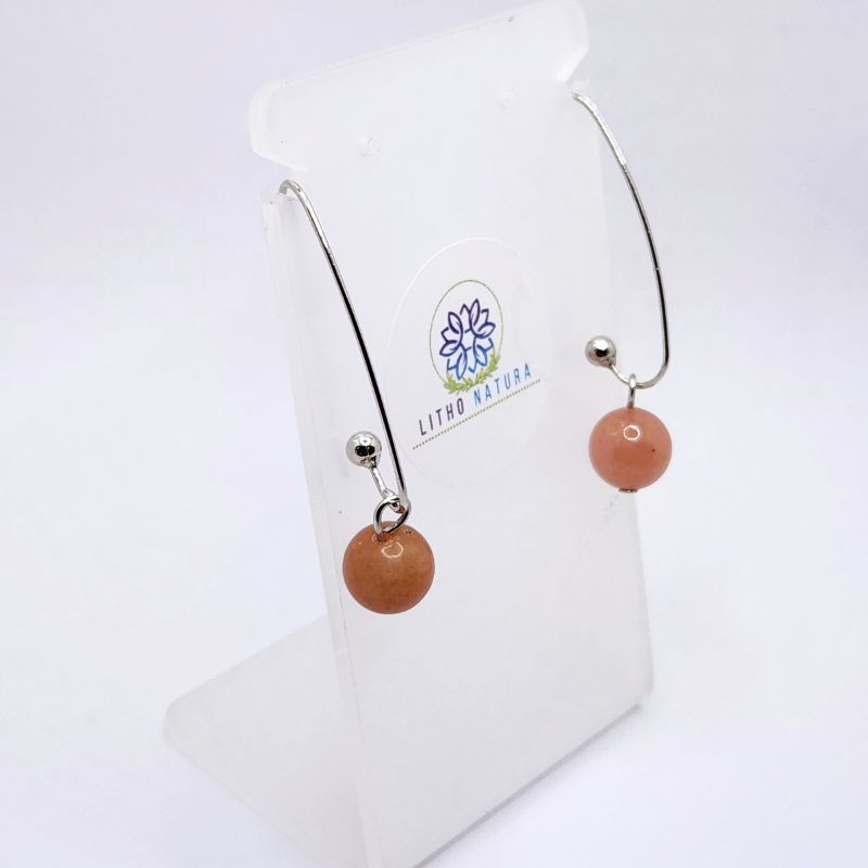 Boucles d'oreilles en Cornaline - Laiton Plaqué Platine