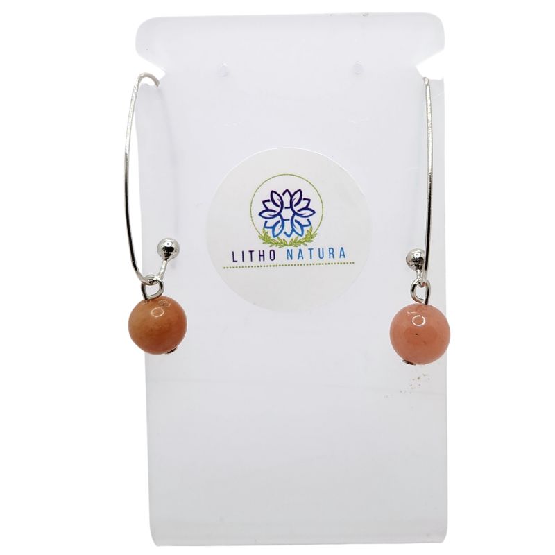 Boucles d'oreilles en Cornaline - Laiton Plaqué Platine