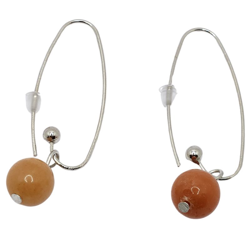 Boucles d'oreilles en Cornaline - Laiton Plaqué Platine