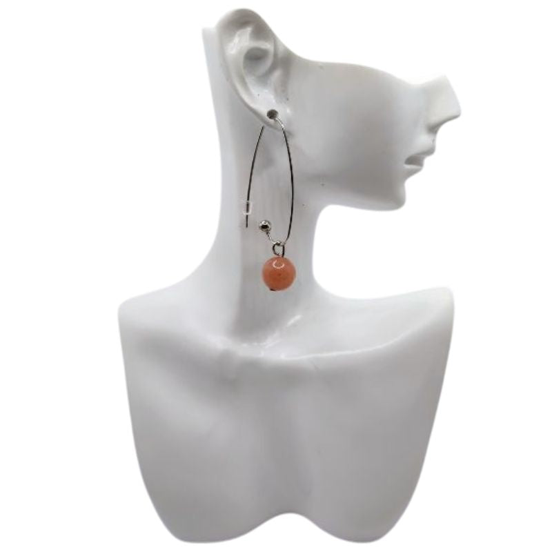 Boucles d'oreilles en Cornaline - Laiton Plaqué Platine