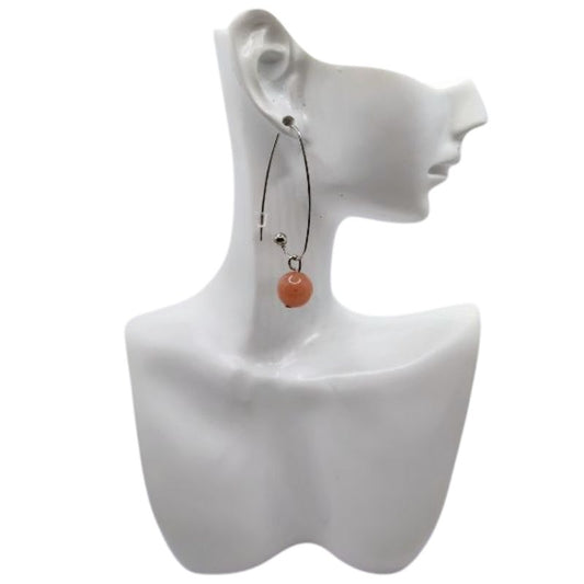 Boucles d'oreilles en Cornaline - Laiton Plaqué Platine