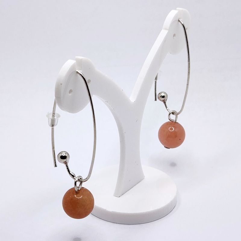 Boucles d'oreilles en Cornaline - Laiton Plaqué Platine