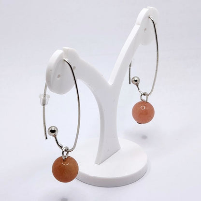 Boucles d'oreilles en Cornaline - Laiton Plaqué Platine