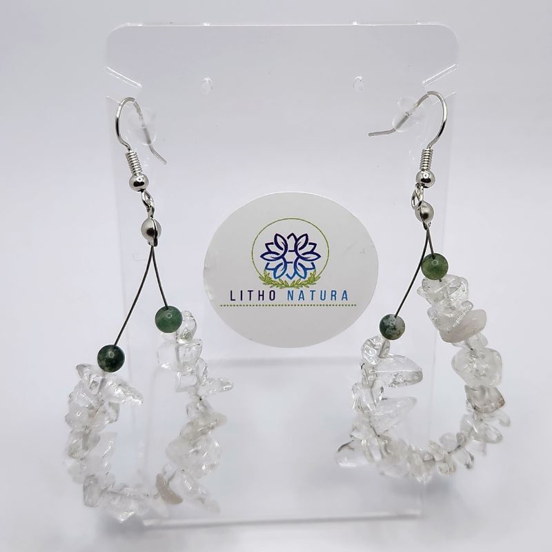 Boucles d'oreilles en Cristal de Roche - Laiton Plaqué Platine