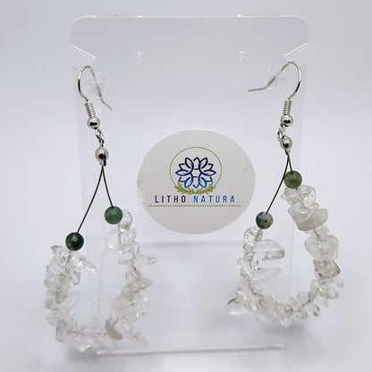 Boucles d'oreilles en Cristal de Roche - Laiton Plaqué Platine