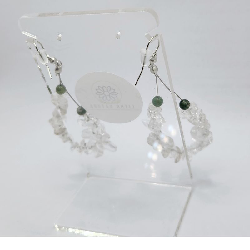 Boucles d'oreilles en Cristal de Roche - Laiton Plaqué Platine