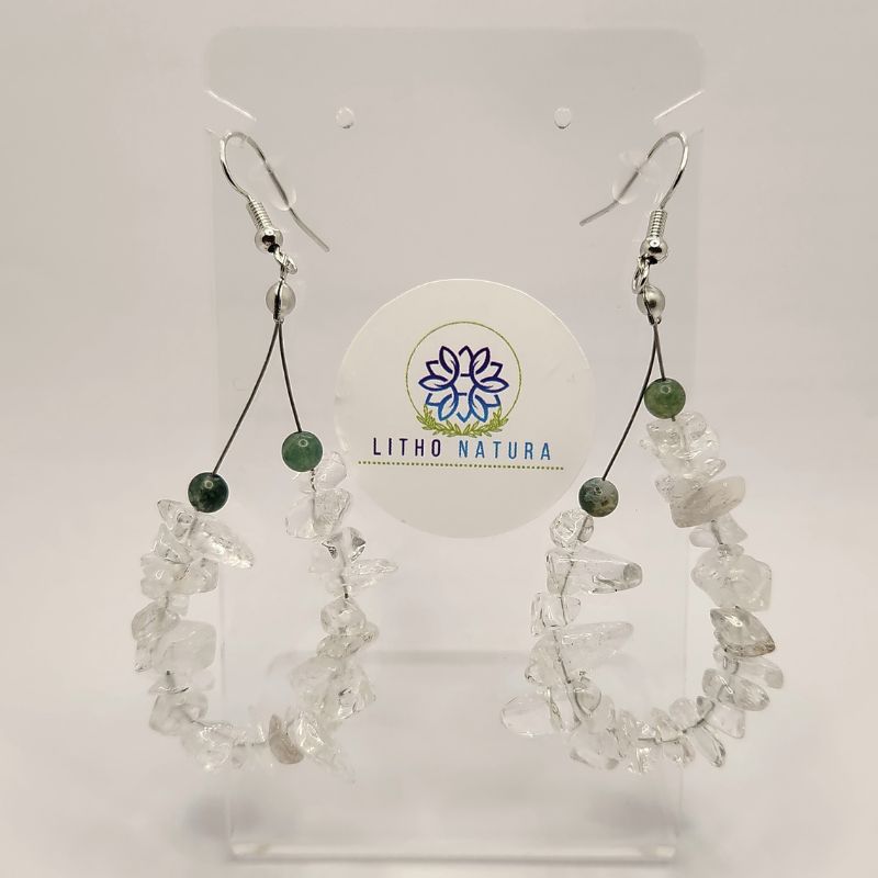 Boucles d'oreilles en Cristal de Roche - Laiton Plaqué Platine