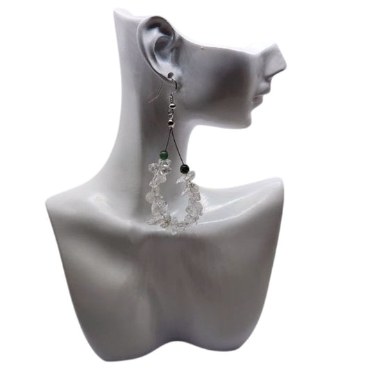 Boucles d'oreilles en Cristal de Roche - Laiton Plaqué Platine