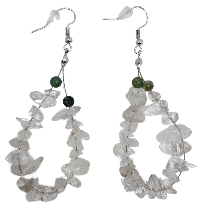 Boucles d'oreilles en Cristal de Roche - Laiton Plaqué Platine