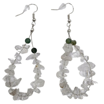 Boucles d'oreilles en Cristal de Roche - Laiton Plaqué Platine