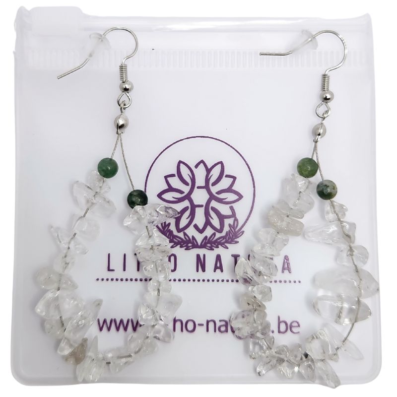 Boucles d'oreilles en Cristal de Roche - Laiton Plaqué Platine