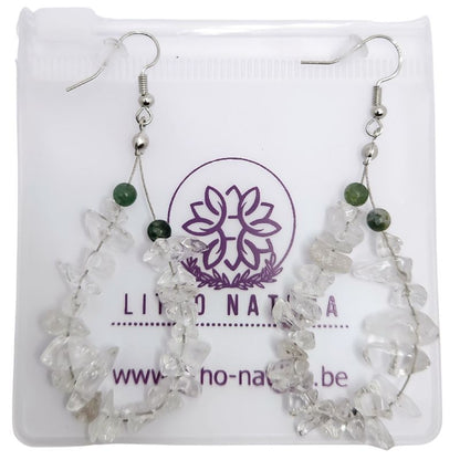 Boucles d'oreilles en Cristal de Roche - Laiton Plaqué Platine