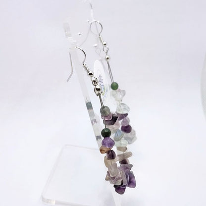 Boucles d'oreilles en Fluorite - Laiton Plaqué Platine