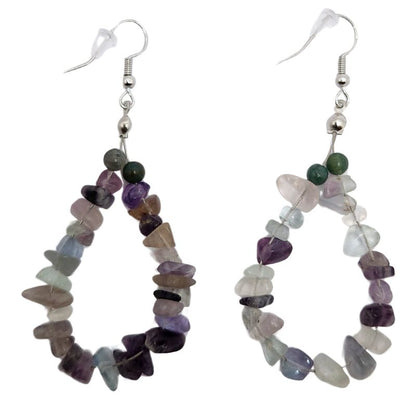 Boucles d'oreilles en Fluorite - Laiton Plaqué Platine