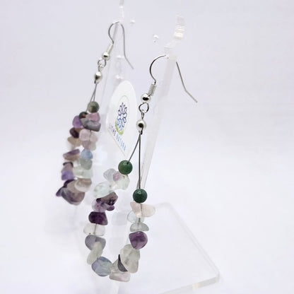Boucles d'oreilles en Fluorite - Laiton Plaqué Platine