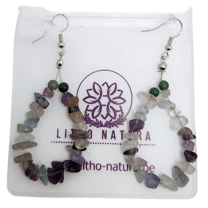 Boucles d'oreilles en Fluorite - Laiton Plaqué Platine
