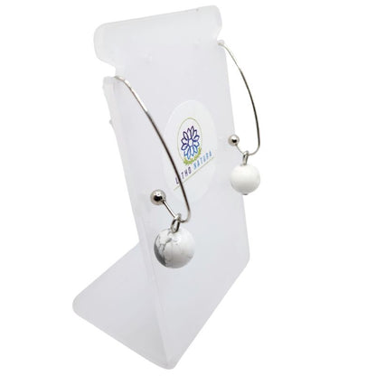 Boucles d'oreilles en Howlite - Laiton Plaqué Platine