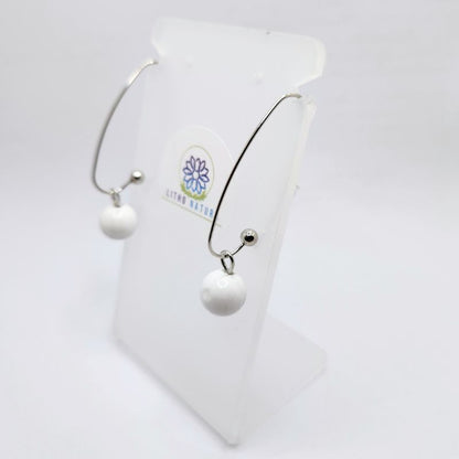 Boucles d'oreilles en Howlite - Laiton Plaqué Platine