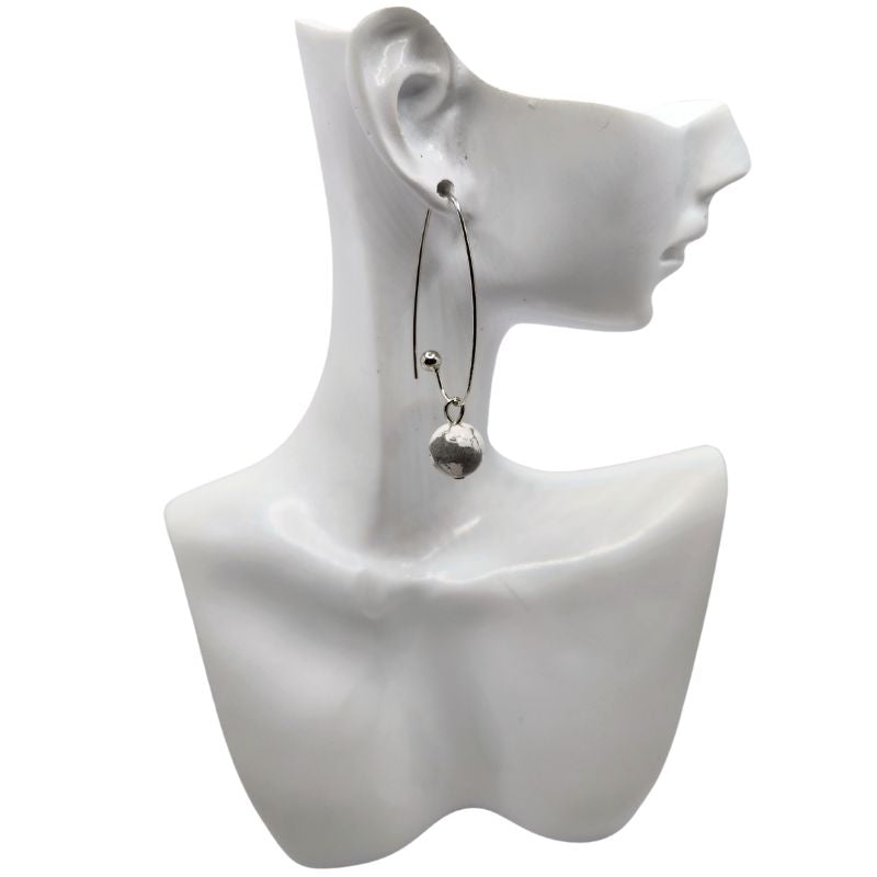 Boucles d'oreilles en Howlite - Laiton Plaqué Platine