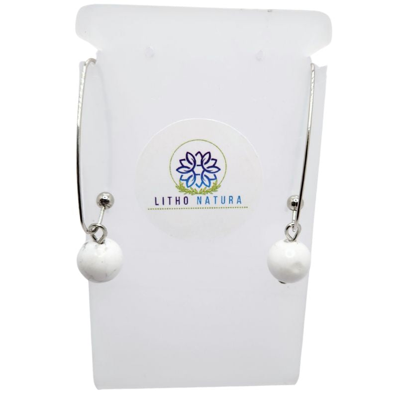 Boucles d'oreilles en Howlite - Laiton Plaqué Platine