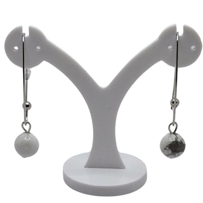 Boucles d'oreilles en Howlite - Laiton Plaqué Platine